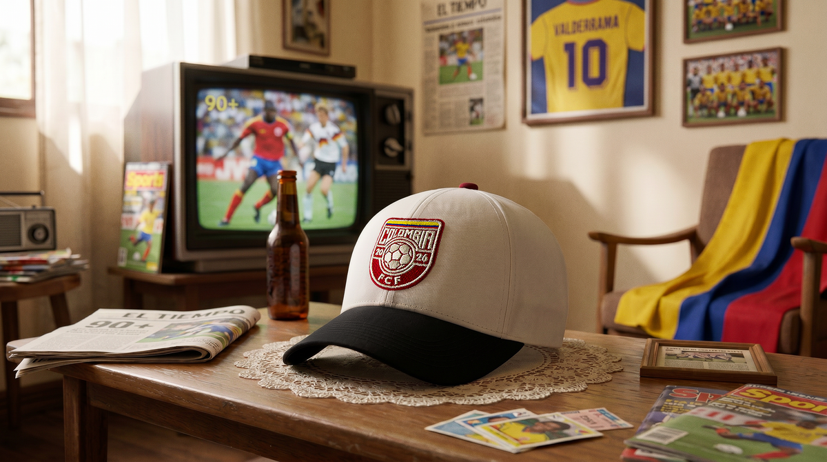Al 90 en una sala de época, junto a un televisor, una radio y recuerdos del fútbol colombiano